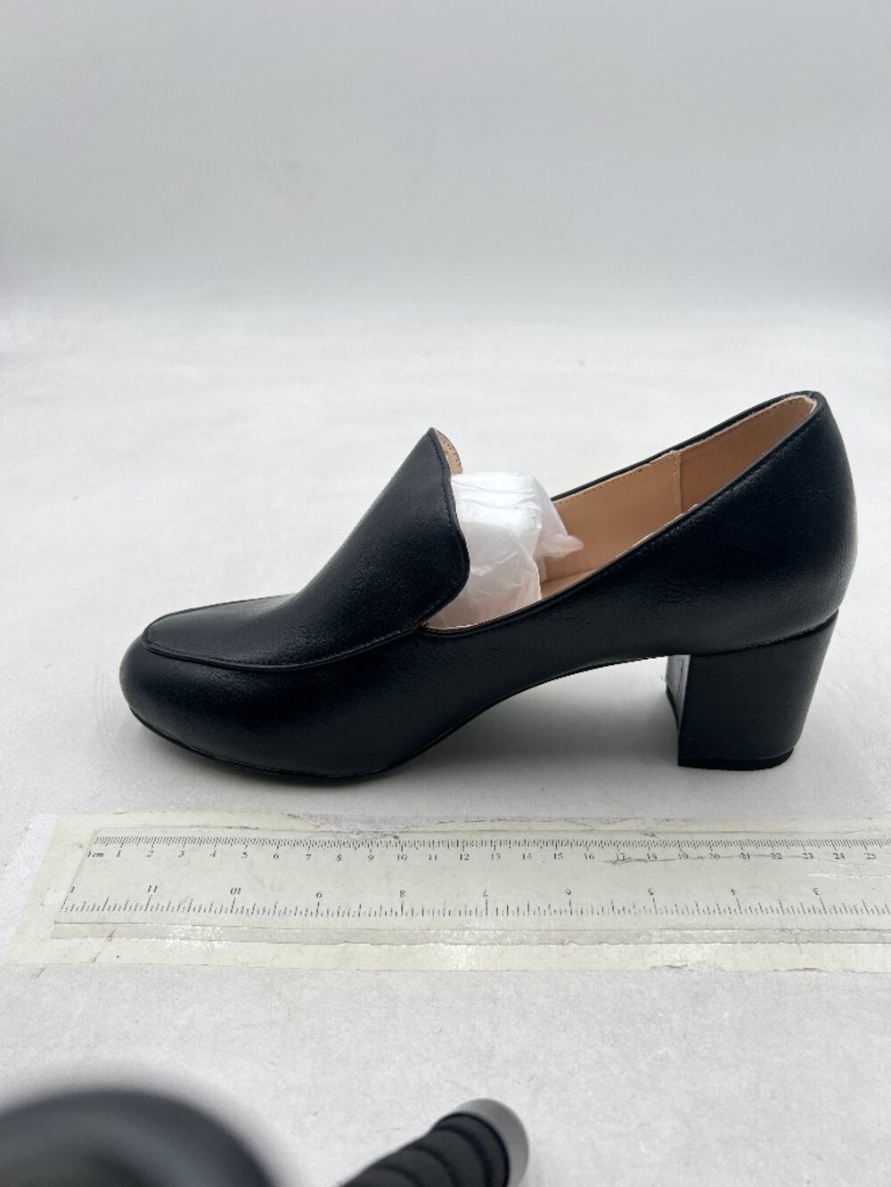 FOWT Black Women Round Toe Penny Loafers Chunky Low Heel Slip on Pumps